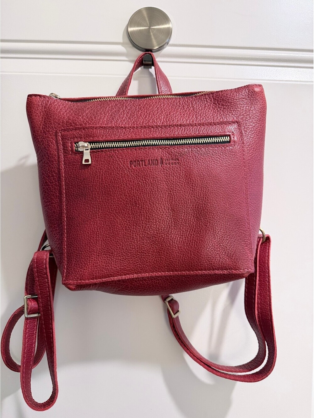Portland Leather Goods Small Tote Backpack Chili Red